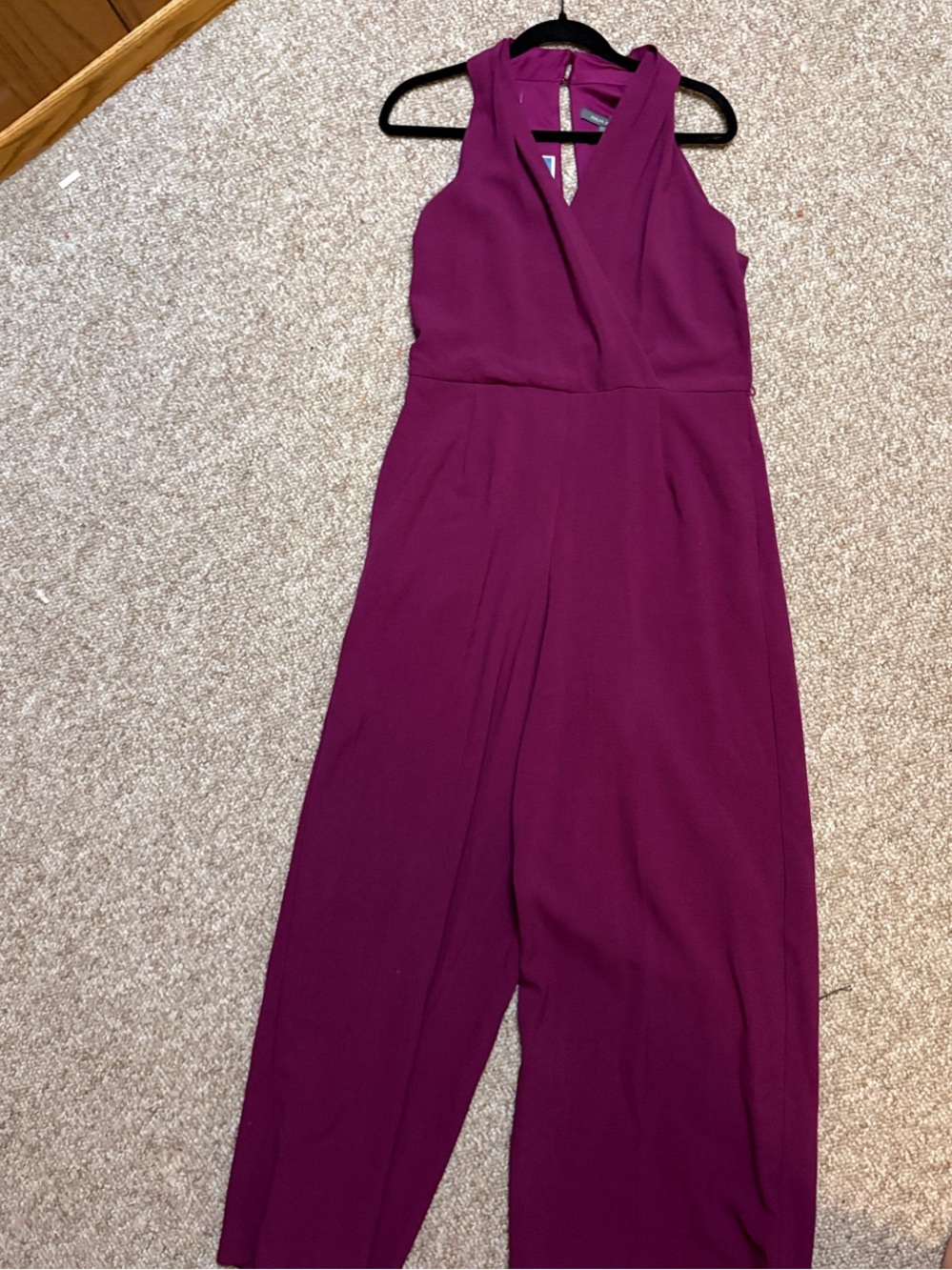Sleeveless V-Neck Wide-Leg Jumpsuit in Deep Berry size:14